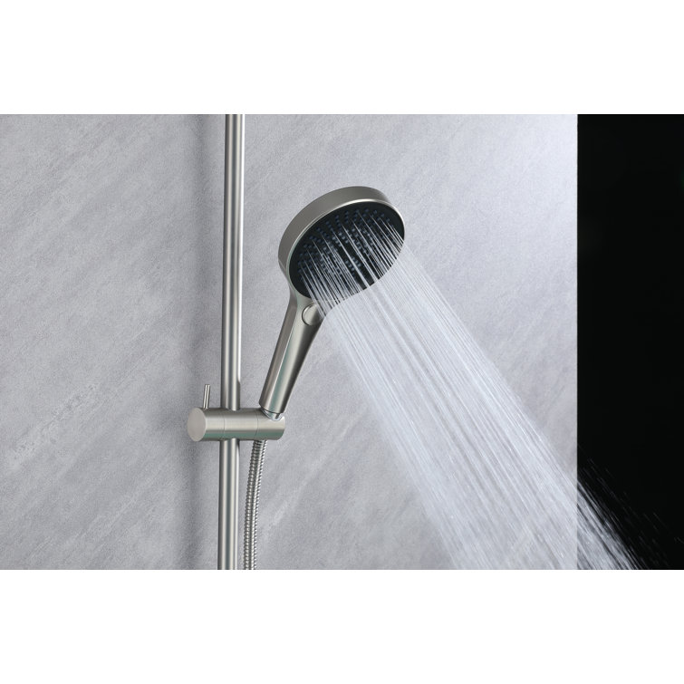 Brushed Nickel Wall Mount Waterfall Faucet Set with Adjustable Hand Shower