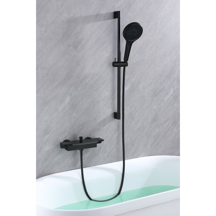 Matte Black Adjustable Wall Mounted Handheld Shower Faucet Set