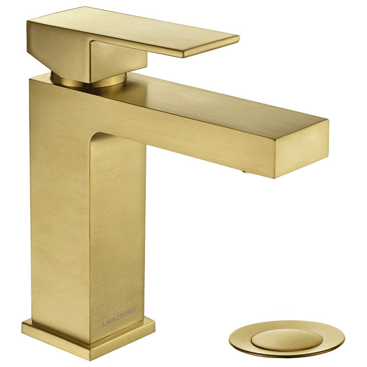 Brushed Gold Single Handle Square Bathroom Faucet