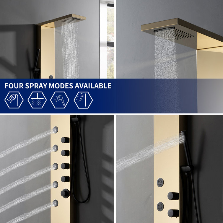 Black Gold Thermostatic Shower Panel with Body Jets