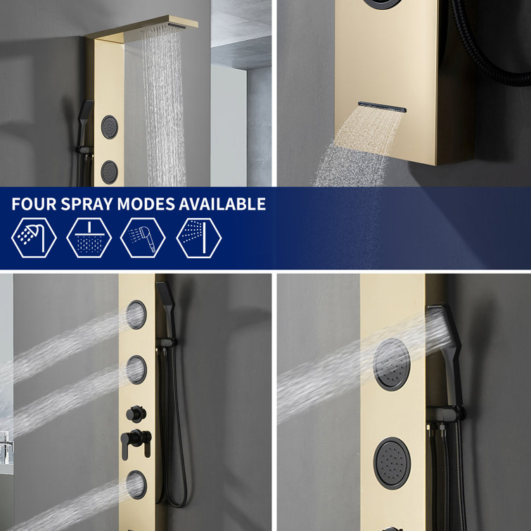 Black Gold Thermostatic Shower Panel with Body Jets