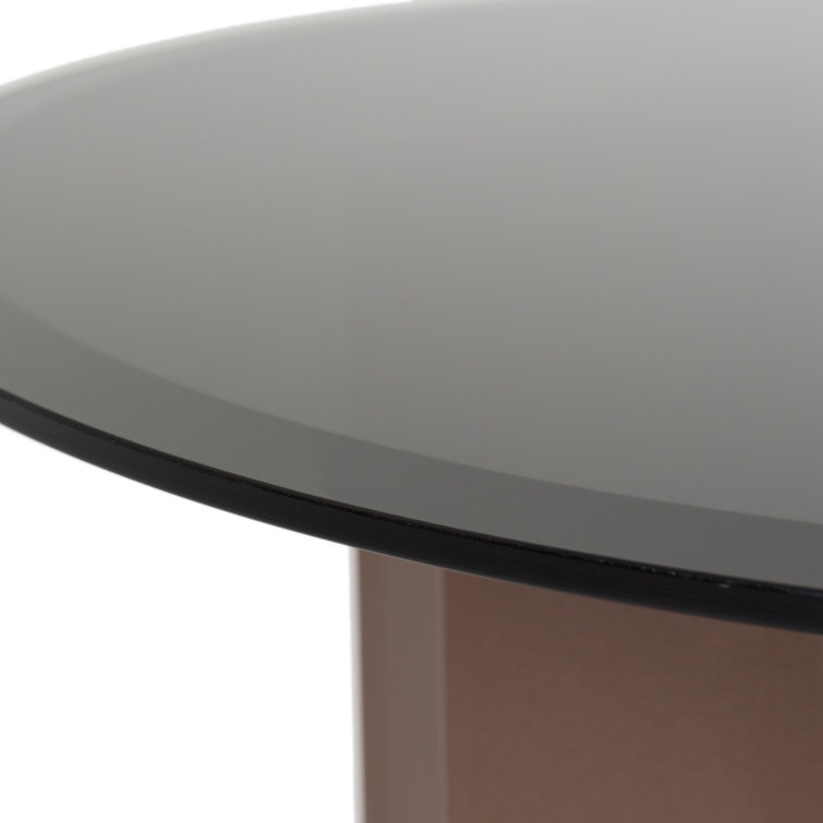 Black Mirrored Glass Pedestal End Table