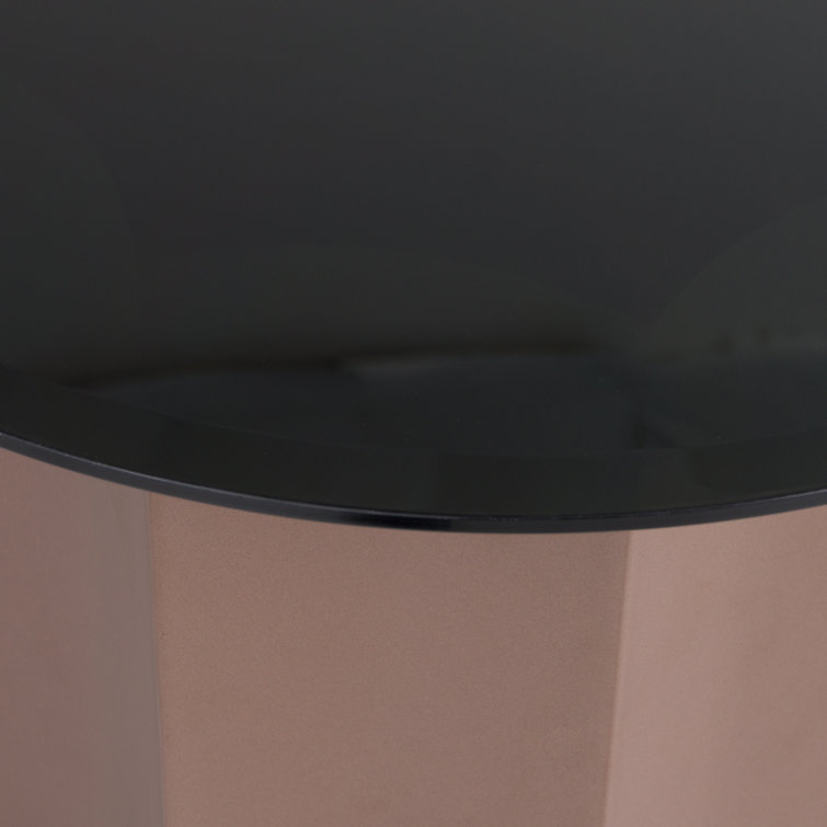 Black Mirrored Glass Pedestal End Table