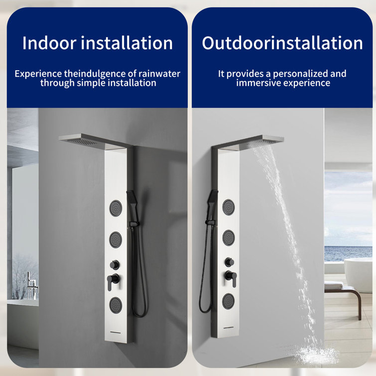 Black Nickel 57.99'' Shower Panel with Rainfall and Body Jets