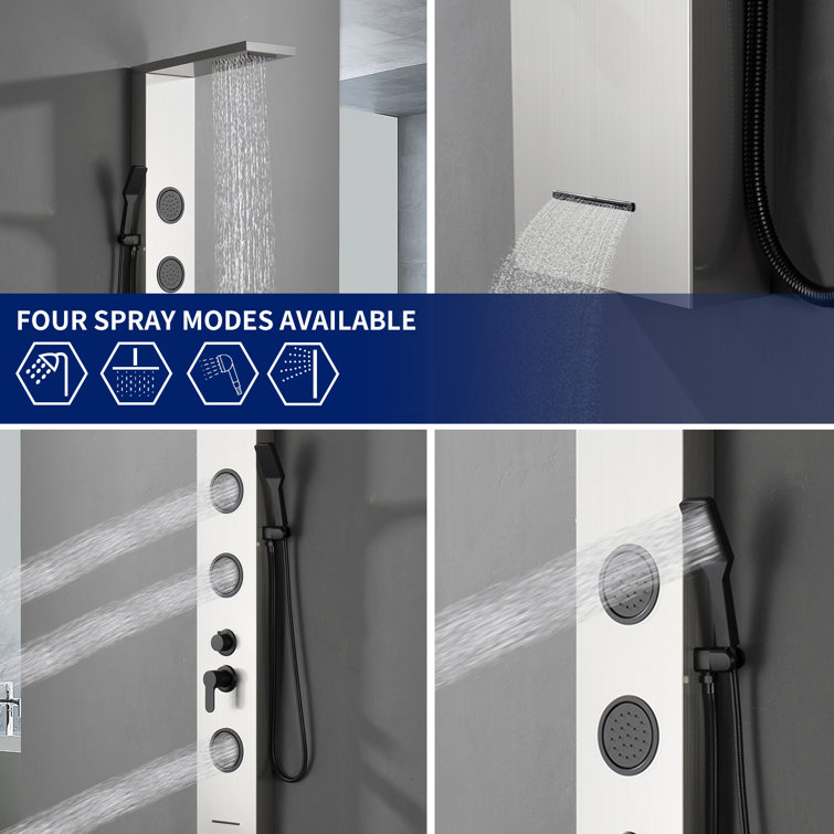 Black Nickel 57.99'' Shower Panel with Rainfall and Body Jets