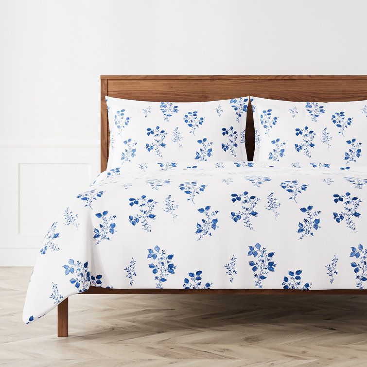 King White Cotton Embroidered Floral Duvet Cover Set