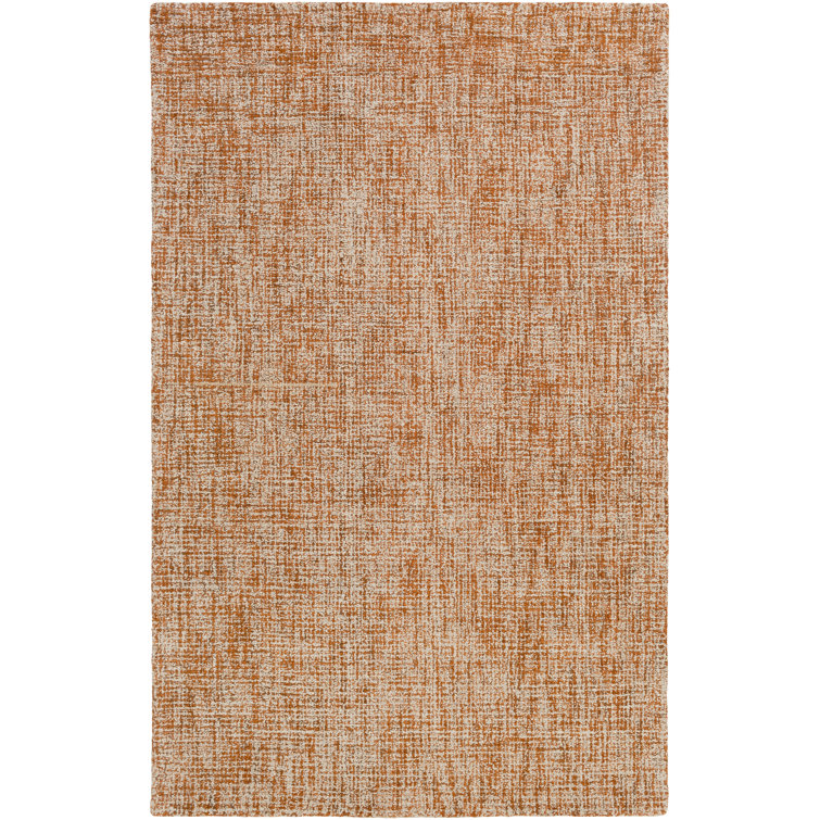 Ivory and Orange Hand-Tufted Wool Runner Rug