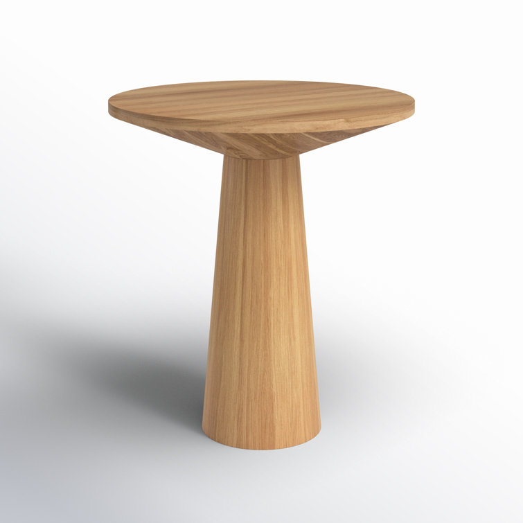 Natural Round Solid Wood Pedestal End Table