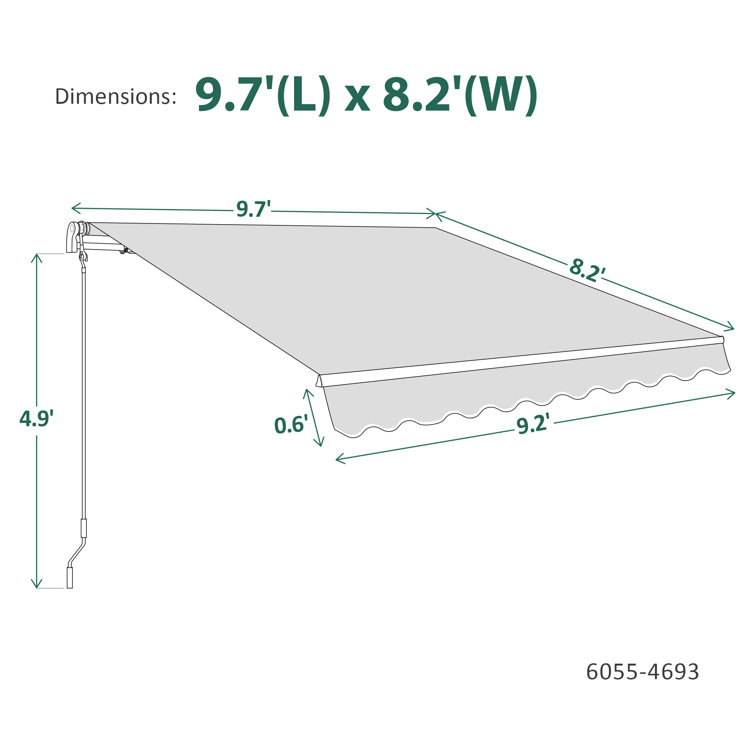 Gray 10x8 ft. Motorized Retractable Patio Awning with Aluminum Frame