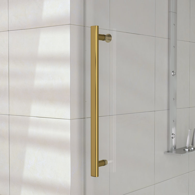 Golden Frameless Sliding Glass Shower Door with Stainless Steel Hardware