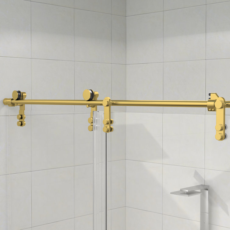 Golden Frameless Sliding Glass Shower Door with Stainless Steel Hardware