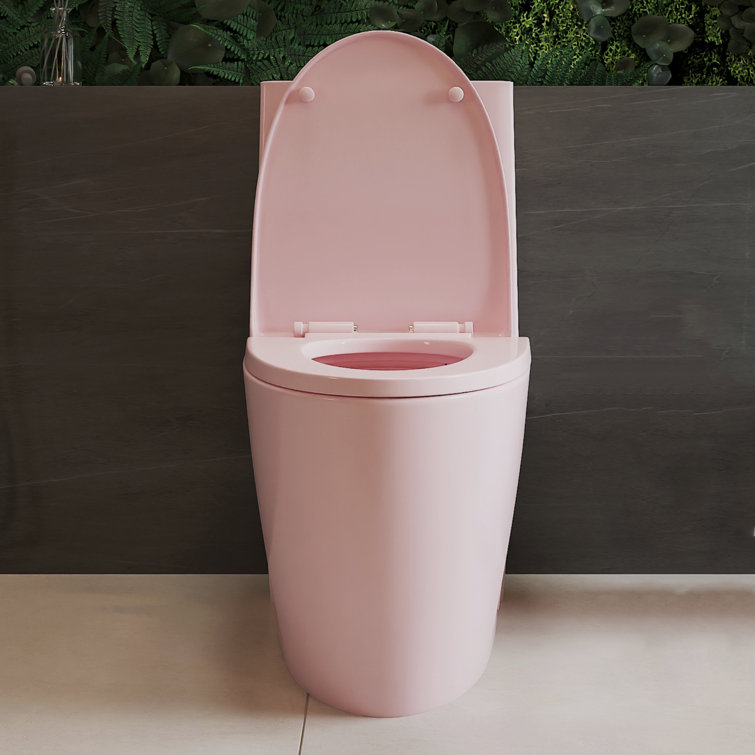 Pink Elongated Free Standing Dual Flush Toilet with Seat