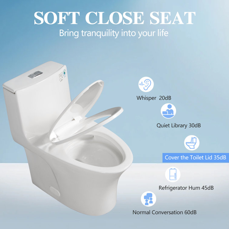 Glossy White Elongated Dual Flush One-Piece Toilet