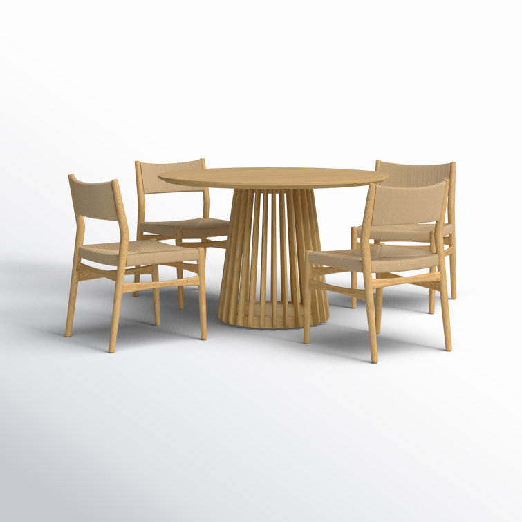 Natural Oak Round Dining Set with Paper Cord Seats