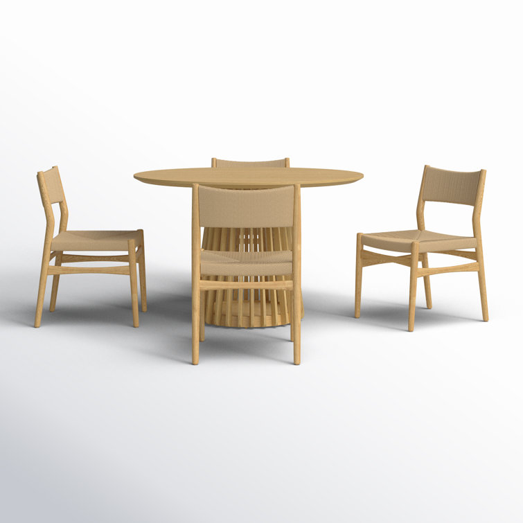Natural Oak Round Dining Set with Paper Cord Seats