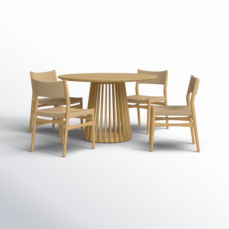 Natural Oak Round Dining Set with Paper Cord Seats