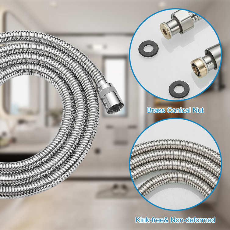 71-Inch Chrome Flexible Handheld Shower Hose with Brass Fittings