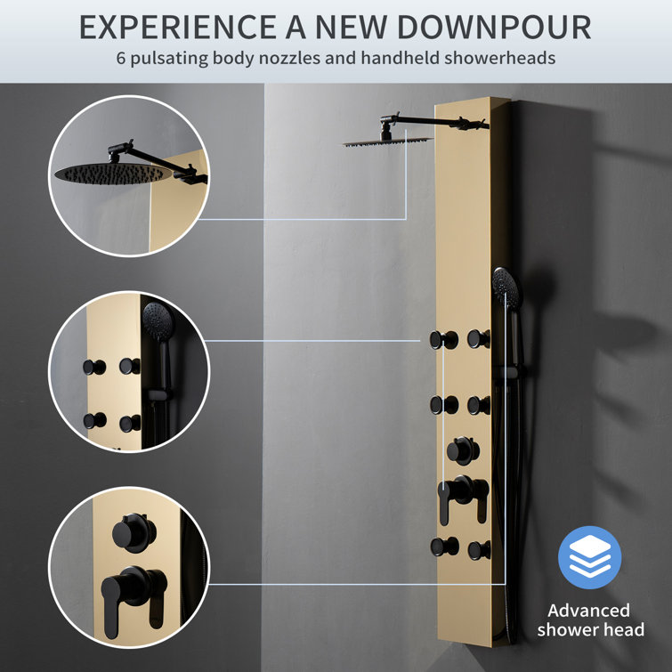 Black Gold 60.55'' Shower Panel with Adjustable Shower Head