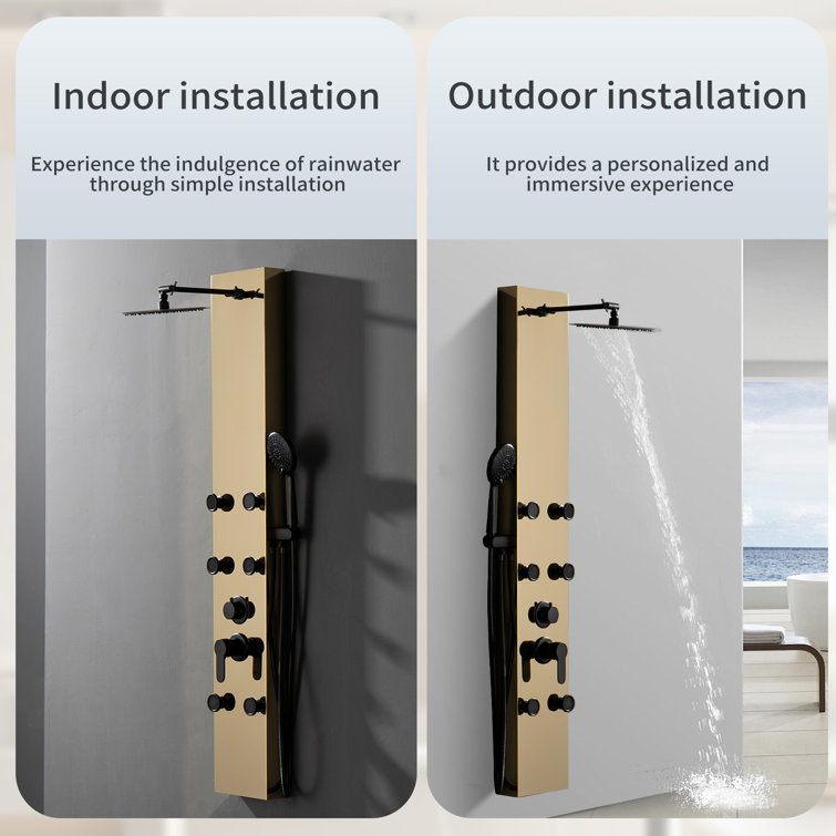 Black Gold 60.55'' Shower Panel with Adjustable Shower Head