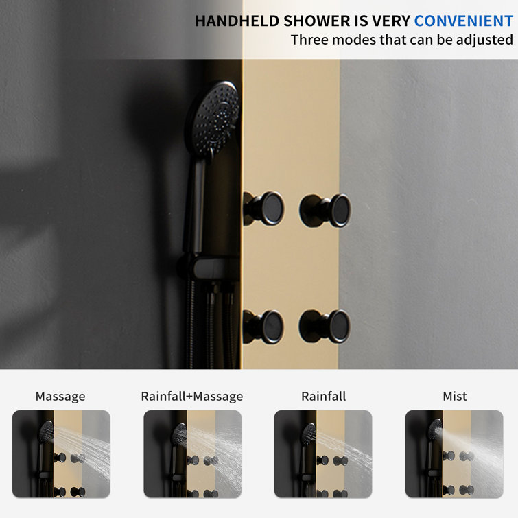 Black Gold 60.55'' Shower Panel with Adjustable Shower Head