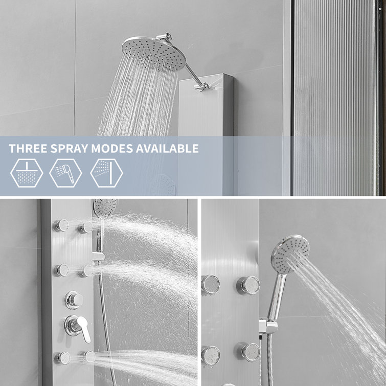 Nickel Chrome 60.55'' Shower Panel with Adjustable Shower Head
