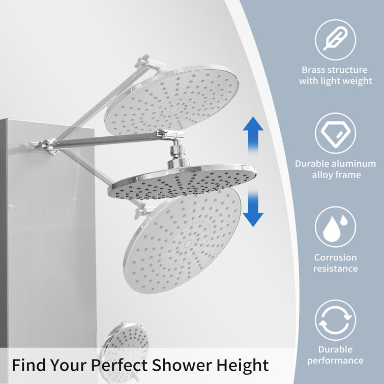 Nickel Chrome 60.55'' Shower Panel with Adjustable Shower Head