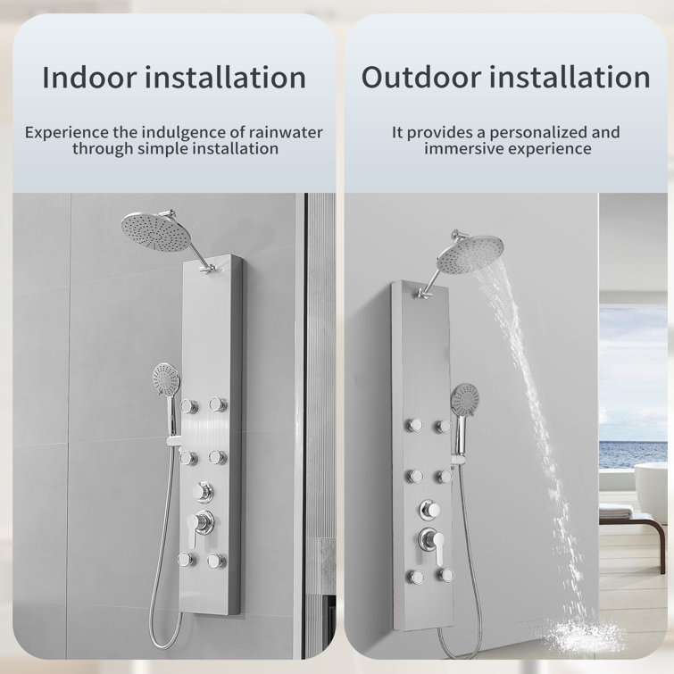 Nickel Chrome 60.55'' Shower Panel with Adjustable Shower Head