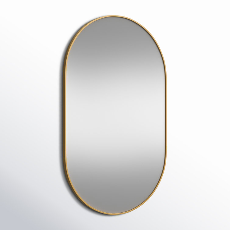 Gold Oval Metal Framed Wall Mirror 30x48 Inch