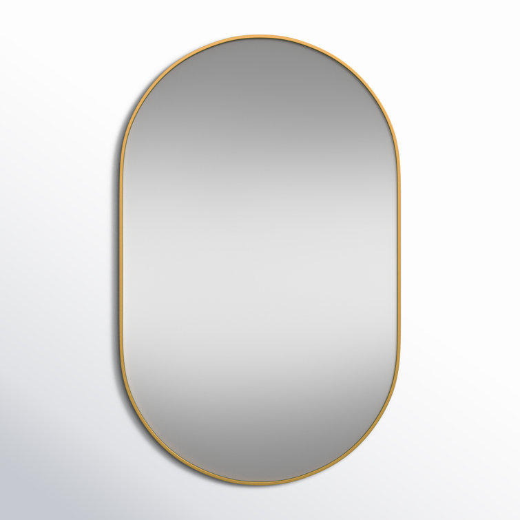 Gold Oval Metal Framed Wall Mirror 30x48 Inch