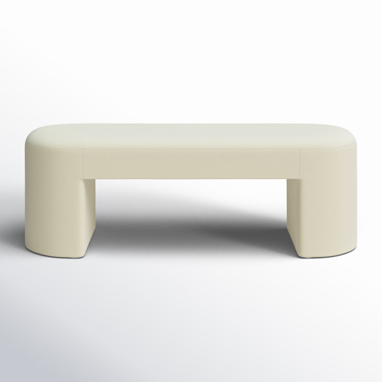 Hobson 51" Cream Velvet Bench with Solid Pine Legs