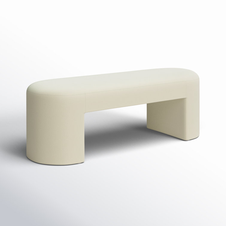Hobson 51" Cream Velvet Bench with Solid Pine Legs