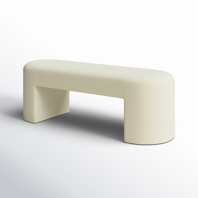 Hobson 51" Cream Velvet Bench with Solid Pine Legs