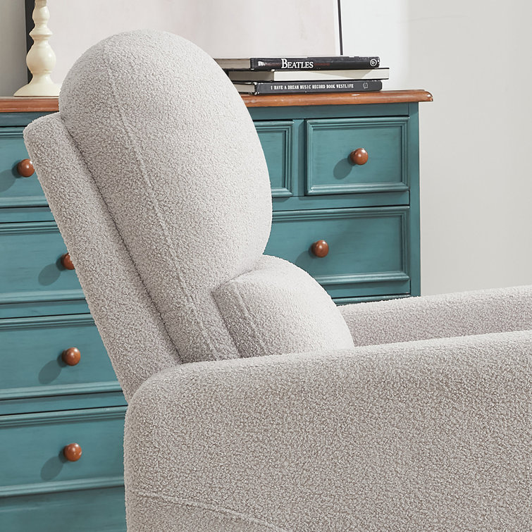Gray Faux Leather Swivel Rocker Recliner with USB Port