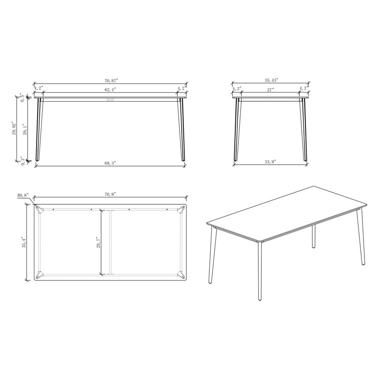 Gray Faux Marble Top Dining Set with 4 Faux Leather Chairs