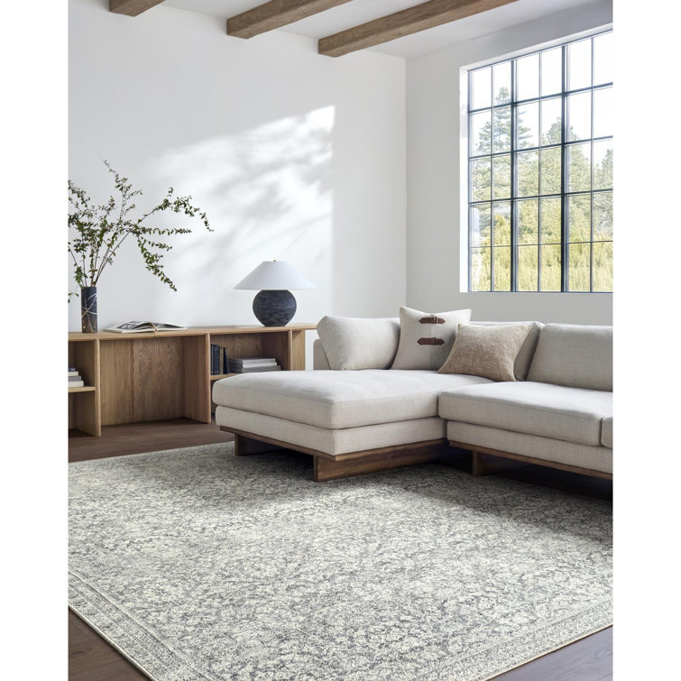 Galey Alix Gray Polyester Rectangular Vintage Area Rug