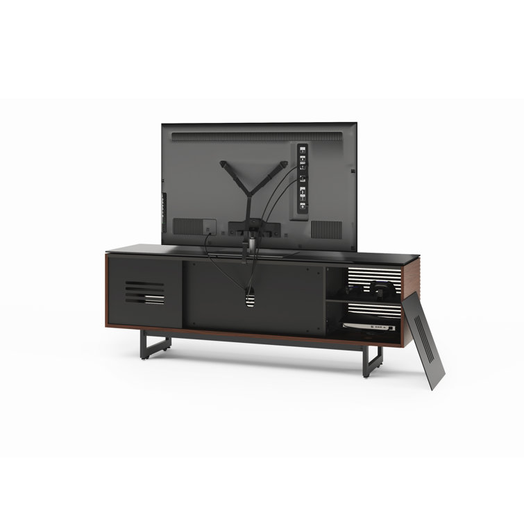 Chocolate Stained Walnut 79" Media Console with Glass Top