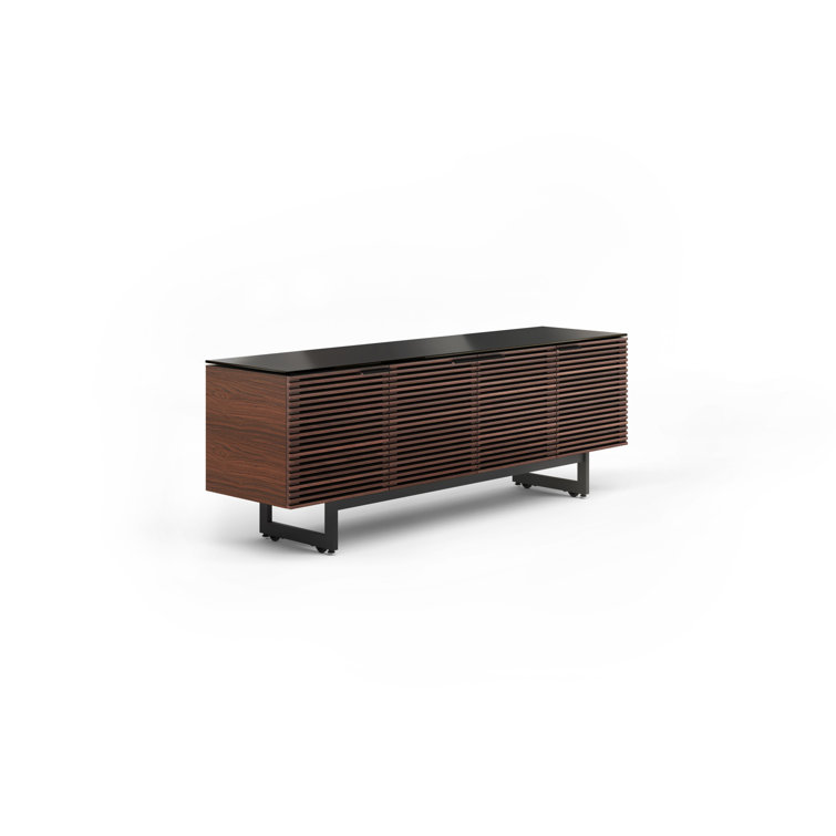 Chocolate Stained Walnut 79" Media Console with Glass Top