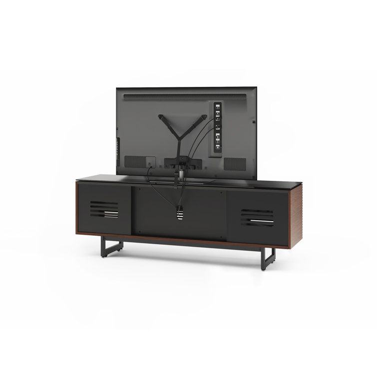 Chocolate Stained Walnut 79" Media Console with Glass Top