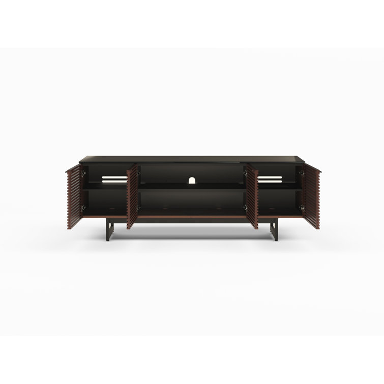 Chocolate Stained Walnut 79" Media Console with Glass Top