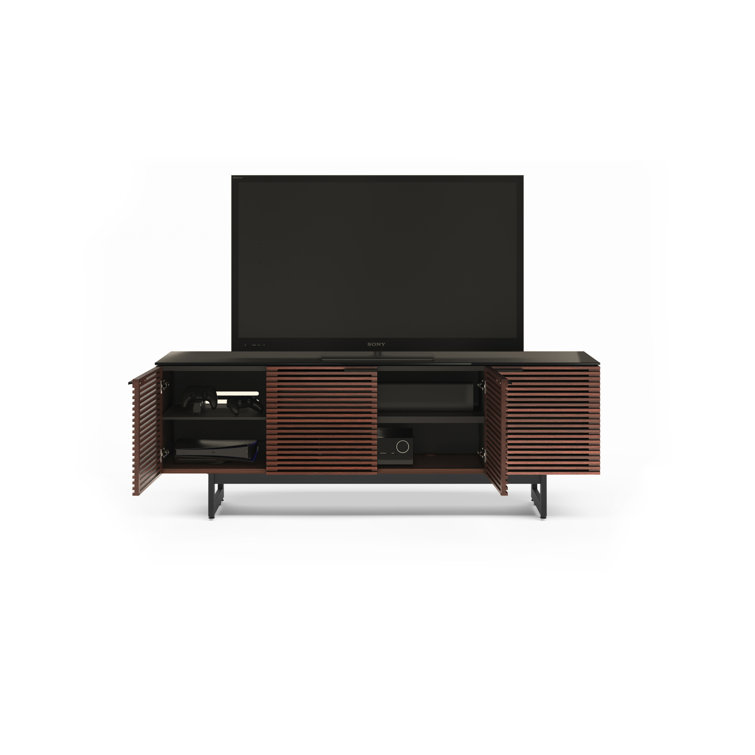 Chocolate Stained Walnut 79" Media Console with Glass Top