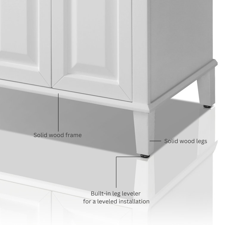 Hannah 48'' White Single Bathroom Vanity with Black Quartz Top