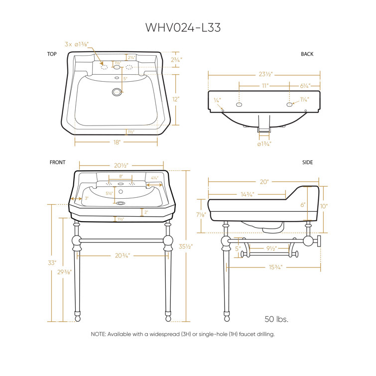 White Ceramic Wall-Mount Console with Matte Black Legs