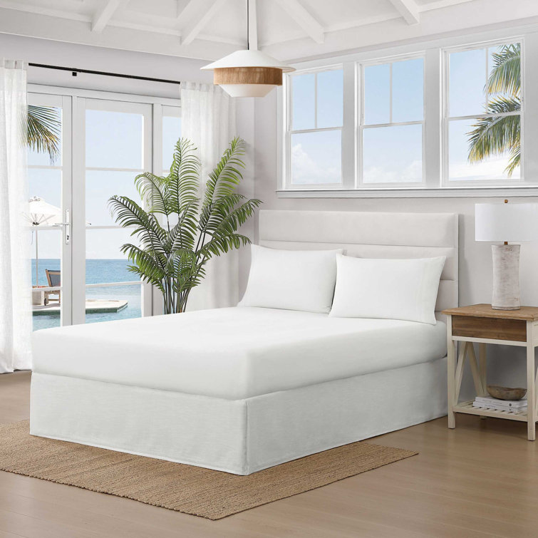 Queen White Cotton Polyester Split Corner Bed Skirt Panel