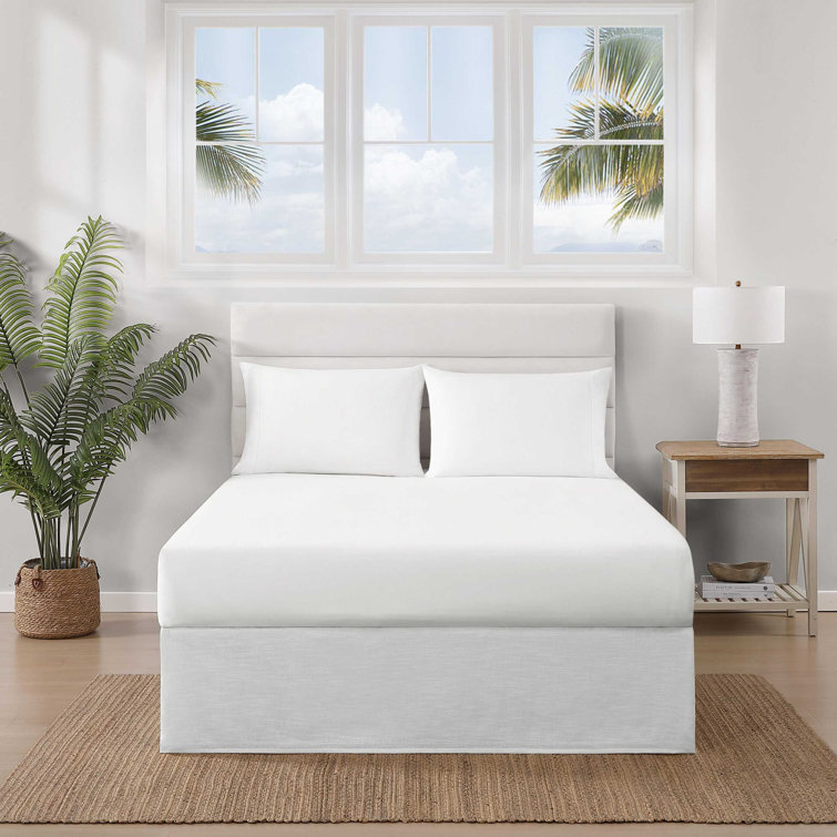 Queen White Cotton Polyester Split Corner Bed Skirt Panel