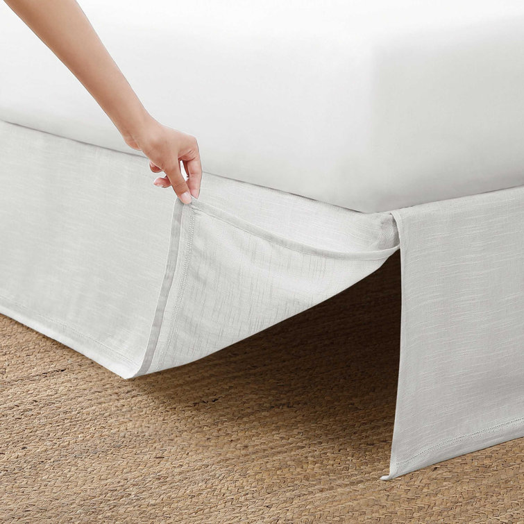 Queen White Cotton Polyester Split Corner Bed Skirt Panel