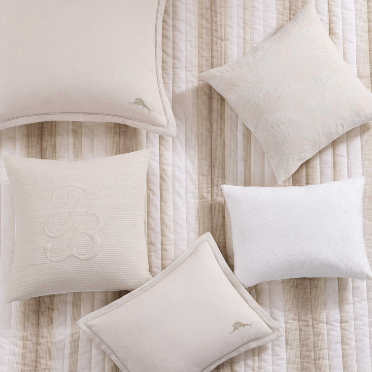 Beige and White Cotton King Reversible Quilt Set