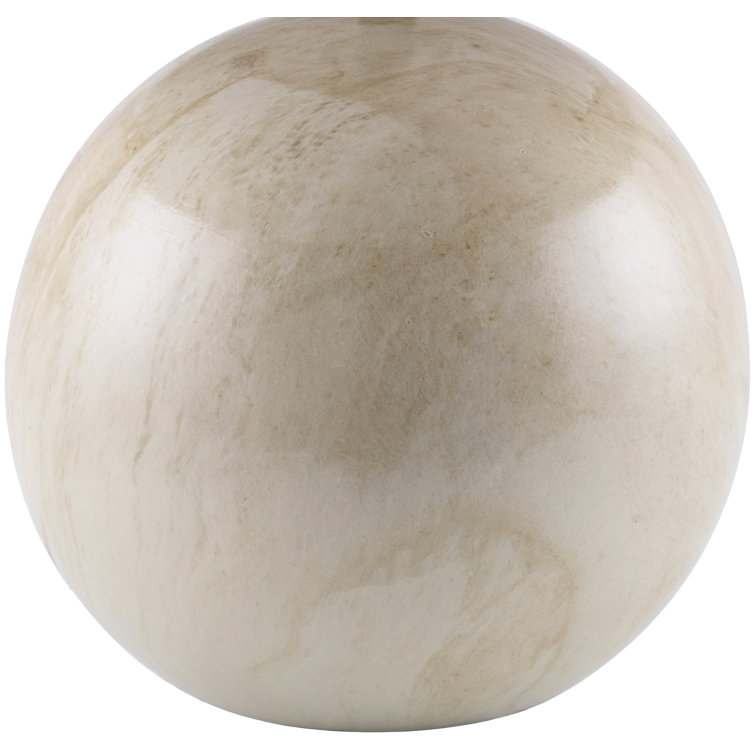 Beige Ceramic Globe Table Lamp with Linen Shade