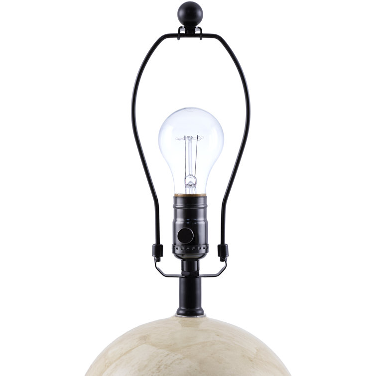Beige Ceramic Globe Table Lamp with Linen Shade