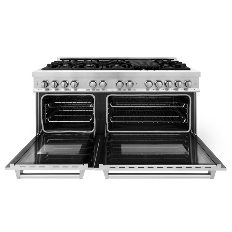 ZLINE 60" Stainless Steel Dual Fuel Range with 9 Burners and Griddle
