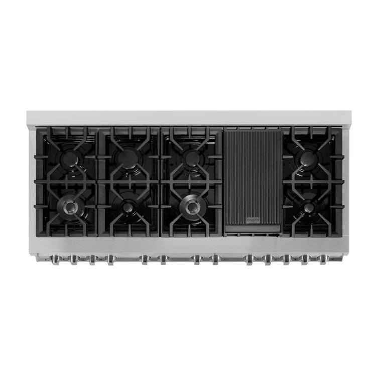 ZLINE 60" Stainless Steel Dual Fuel Range with 9 Burners and Griddle
